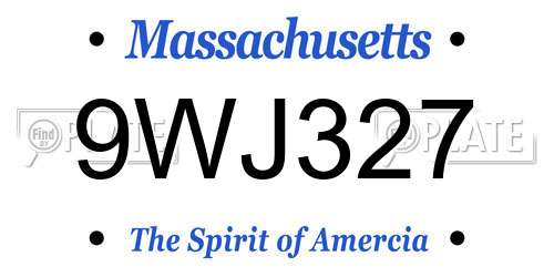 9WJ327 Massachusetts License Plate