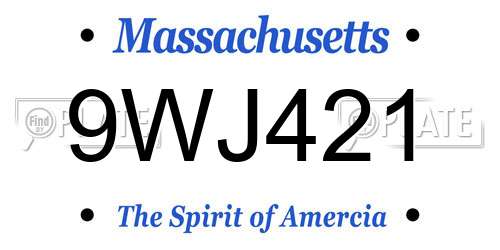 9WJ421 Massachusetts License Plate