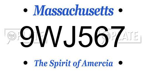 9WJ567 Massachusetts License Plate