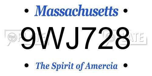 9WJ728 Massachusetts License Plate