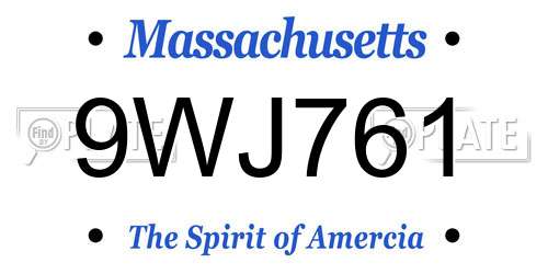 9WJ761 Massachusetts License Plate