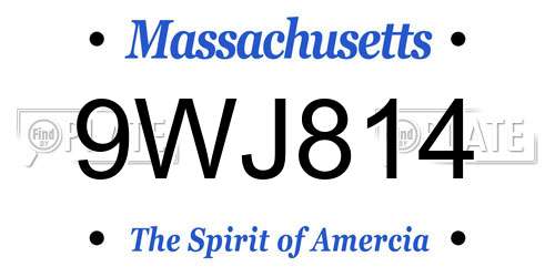 9WJ814 Massachusetts License Plate
