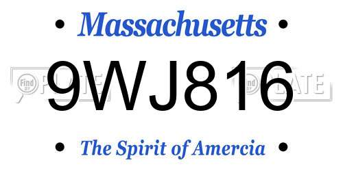 9WJ816 Massachusetts License Plate