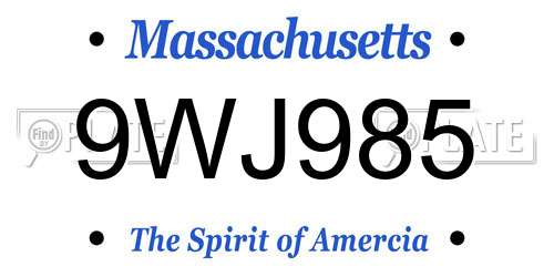 9WJ985 Massachusetts License Plate