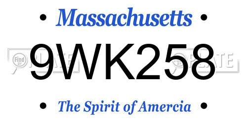 9WK258 Massachusetts License Plate