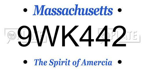 9WK442 Massachusetts License Plate