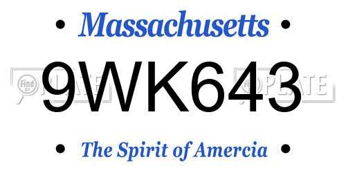 9WK643 Massachusetts License Plate