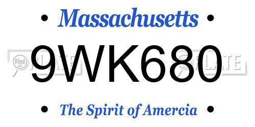 9WK680 Massachusetts License Plate