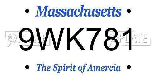 9WK781 Massachusetts License Plate