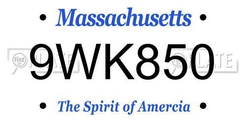 9WK850 Massachusetts License Plate