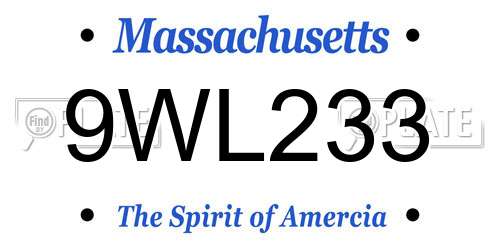 9WL233 Massachusetts License Plate