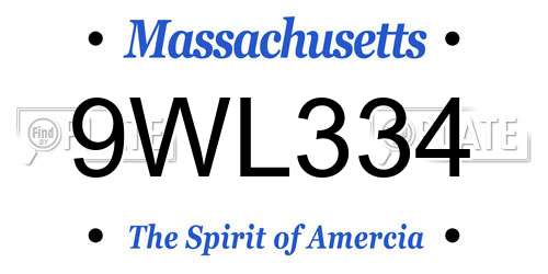 9WL334 Massachusetts License Plate