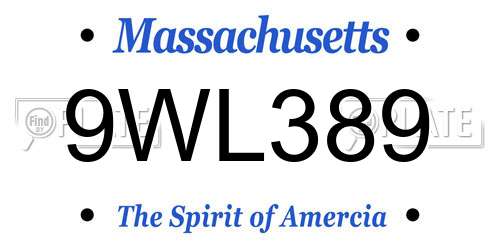 9WL389 Massachusetts License Plate