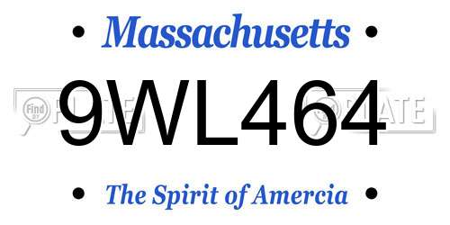 9WL464 Massachusetts License Plate