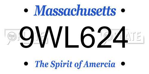 9WL624 Massachusetts License Plate
