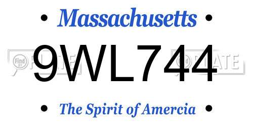 9WL744 Massachusetts License Plate