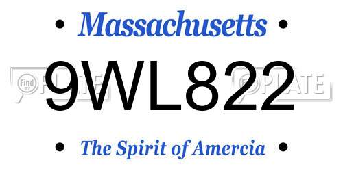 9WL822 Massachusetts License Plate