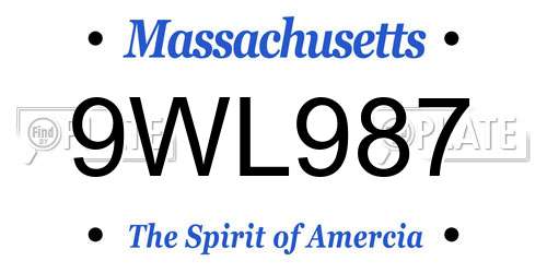 9WL987 Massachusetts License Plate