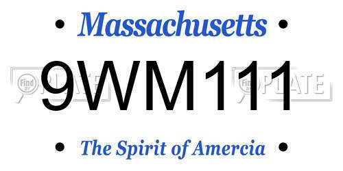 9WM111 Massachusetts License Plate