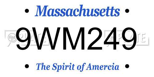 9WM249 Massachusetts License Plate