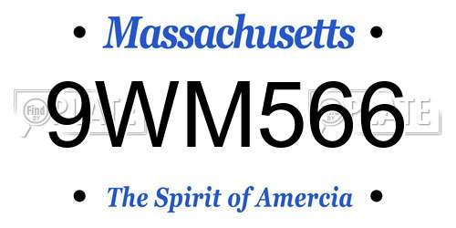 9WM566 Massachusetts License Plate
