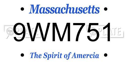 9WM751 Massachusetts License Plate