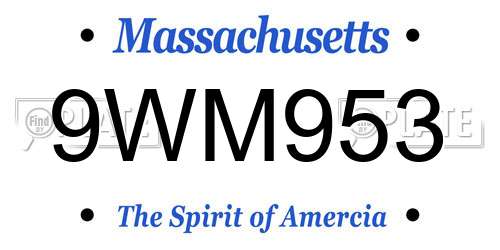 9WM953 Massachusetts License Plate