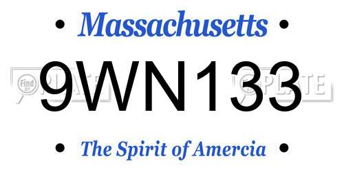 9WN133 Massachusetts License Plate