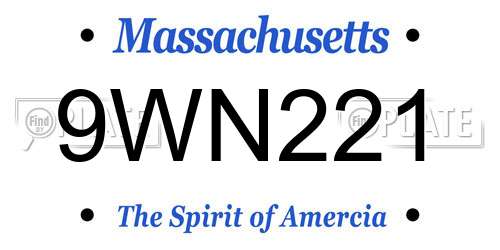 9WN221 Massachusetts License Plate
