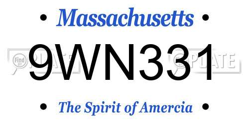 9WN331 Massachusetts License Plate