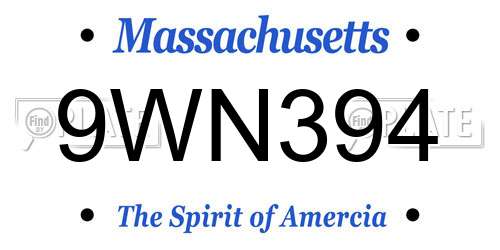 9WN394 Massachusetts License Plate