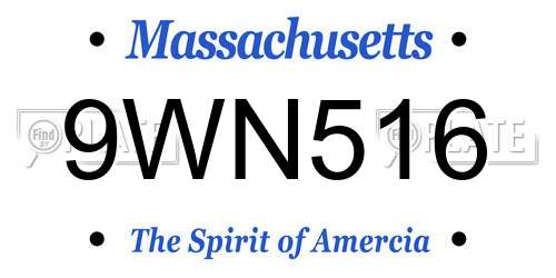 9WN516 Massachusetts License Plate