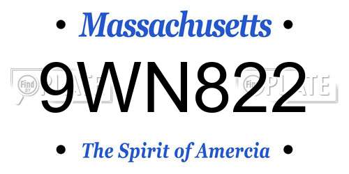 9WN822 Massachusetts License Plate