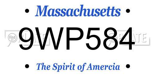 9WP584 Massachusetts License Plate