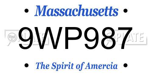 9WP987 Massachusetts License Plate