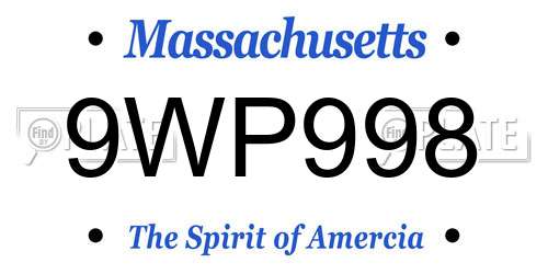 9WP998 Massachusetts License Plate