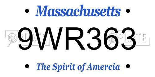 9WR363 Massachusetts License Plate