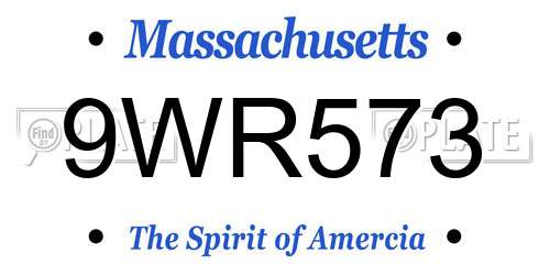 9WR573 Massachusetts License Plate