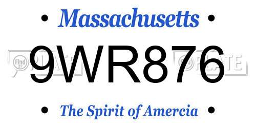 9WR876 Massachusetts License Plate