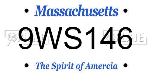 9WS146 Massachusetts License Plate