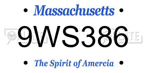9WS386 Massachusetts License Plate