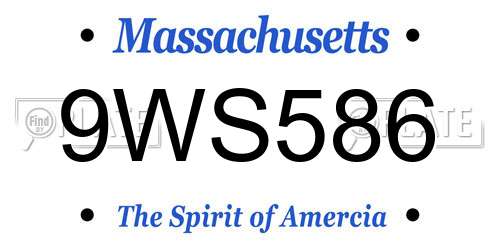 9WS586 Massachusetts License Plate