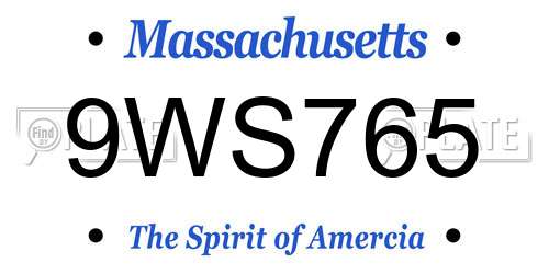 9WS765 Massachusetts License Plate