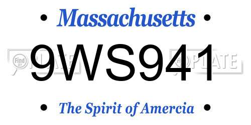 9WS941 Massachusetts License Plate