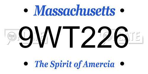 9WT226 Massachusetts License Plate