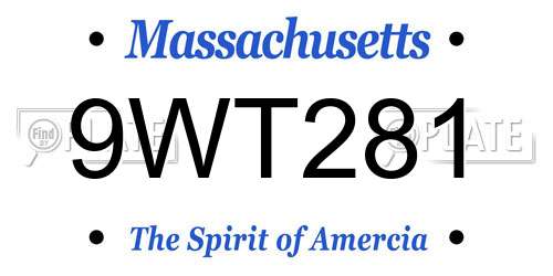 9WT281 Massachusetts License Plate