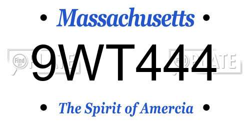 9WT444 Massachusetts License Plate
