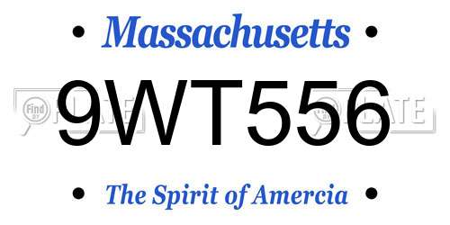 9WT556 Massachusetts License Plate