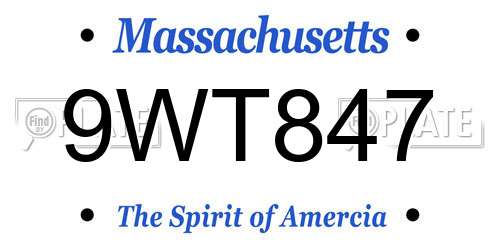 9WT847 Massachusetts License Plate