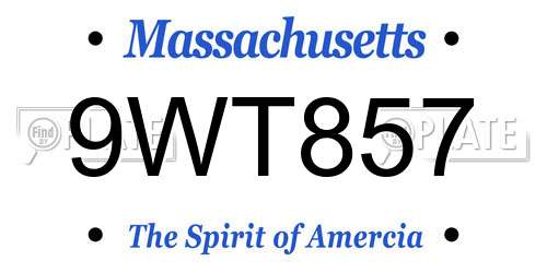 9WT857 Massachusetts License Plate